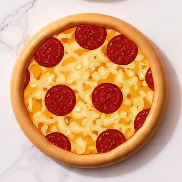 Pepperoni Pizza Clay Coasters Handmade – Set of 4 - Picture 3 of 5